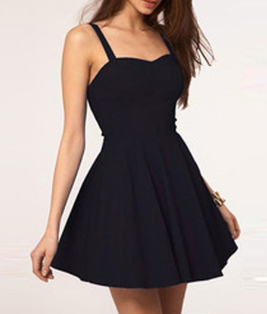 Simple A-Line Spaghetti Straps Backless Black Short Sexy Cocktail Homecoming Dresses Elva Dress DZ1102