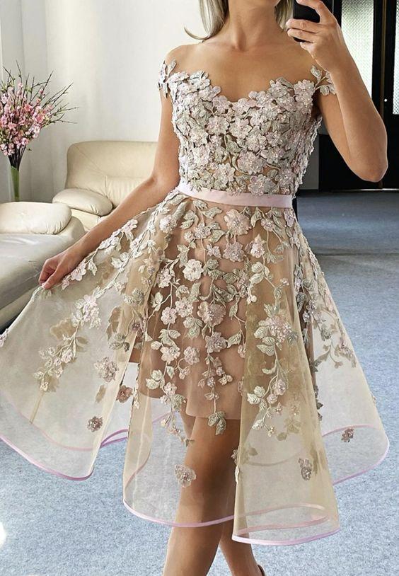 Cute Tulle Appliqué Short Dress Homecoming Dresses Madalynn DZ11097