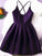 Beautiful Dark Purple Short Homecoming Dresses Gabriela Satin DZ11225