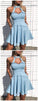 A-Line Crew Short Light Blue Journey Homecoming Dresses Keyhole Party Dress With Pockets DZ11631