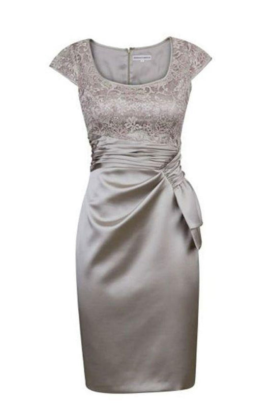 Elegant Short Sierra Homecoming Dresses Silver Cap Sleeves Mother Of The Bride Dress DZ11697