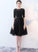 Cute Lace Homecoming Dresses Peyton Black Short Sleeves Party Dress Black DZ11776