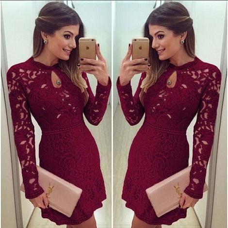 Sexy Cocktail Lace Nathalia Homecoming Dresses Women Casual Dress Evening Long Sleeve Bodycon Mini Short DZ11874