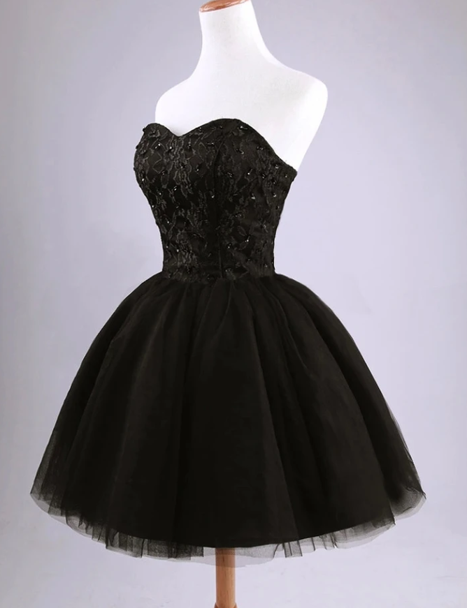 Annabella Homecoming Dresses Lace Beautiful Black Short And Tulle DZ12962