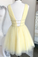 YELLOW V NECK TULLE Alyssa Homecoming Dresses SEQUIN SHORT DZ12966