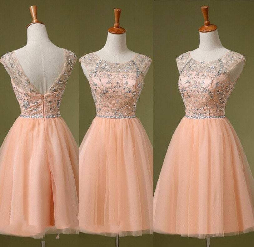 Adorable Homecoming Dresses Maggie Pink Pearl Beaded Knee Length Party Dress Tulle DZ13281