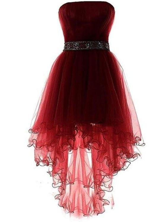 Wine Red Lovely High Low Natalia Homecoming Dresses Tulle Cute Party Dress 2024 DZ1379