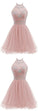 Serenity Homecoming Dresses Beaded Halter Short Tulle Dress DZ14194