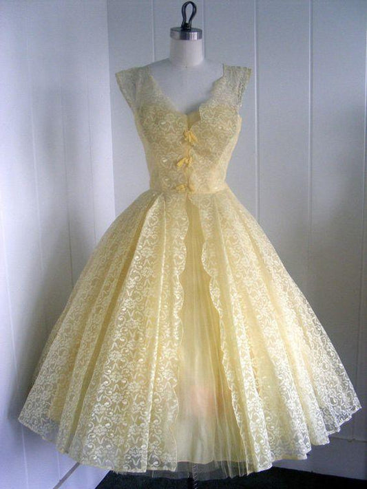 1950S Vintage Ball Homecoming Dresses Cocktail Lace Kaila Gown V Neck Mini Short Dress