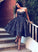 A-Line Sweetheart Knee Length Black Naomi Homecoming Dresses DZ1473