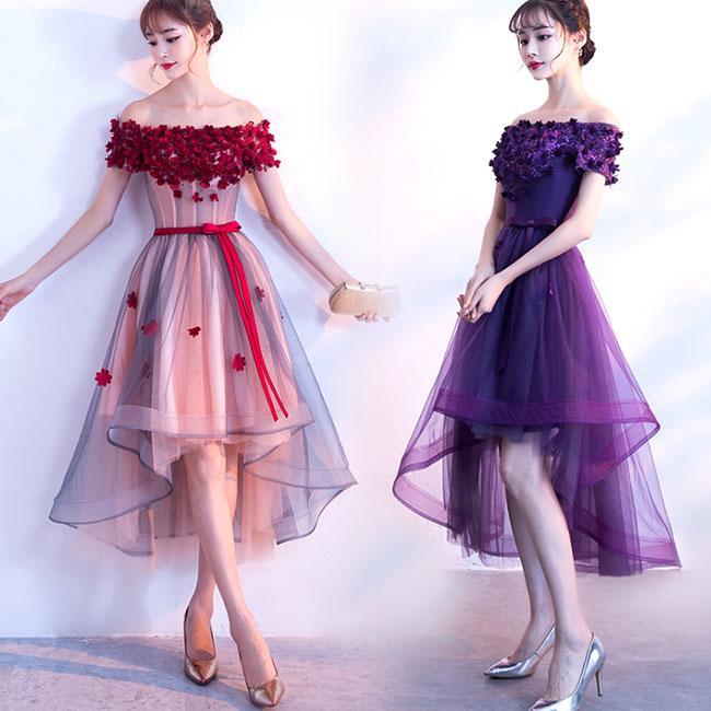 Adorable High Homecoming Dresses Phyllis Low Tulle Off Shoulder Flowers Party Dress Cute DZ15121