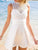 A-Line High Neck Open Back Short White Lace Liana Satin Homecoming Dresses With DZ1525