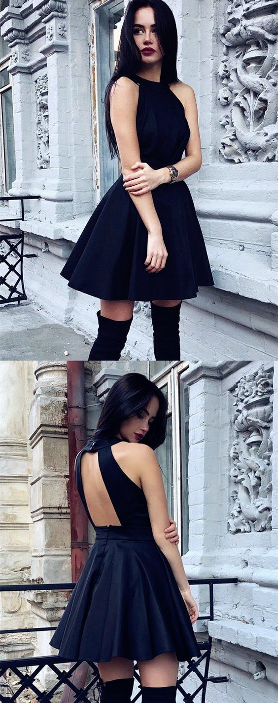 Charming Black Cute Dress Sexy Sleeveless Mini Party Gown Short Homecoming Dresses Miriam DZ1671