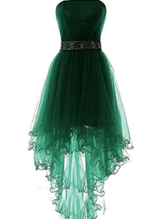 Dark Green Tulle High Low Homecoming Dresses Gabriela Party Dress Green Tulle Formal Dress DZ17272
