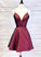 Burgundy V Neck Kiley Homecoming Dresses Short Dress DZ1839