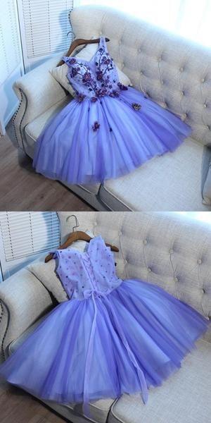 A-Line V-Neck Tulle Homecoming Dresses Jaliyah Sleeveless With Hand Made Flower DZ193