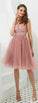 Rose Tulle Short Dresses Mikayla Homecoming Dresses Pink DZ2074