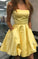 Justice Homecoming Dresses Strapless Short Yellow Party Dress With Pockets DZ2120
