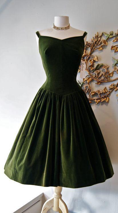 1950S Vintage Homecoming Dresses Emilie Dress Dark Green