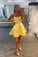 Simple Alexis Satin Homecoming Dresses Yellow Short Dress Yellow DZ21631