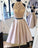 Crop Elle Satin Homecoming Dresses Lace Skirt Two Piece DZ22303