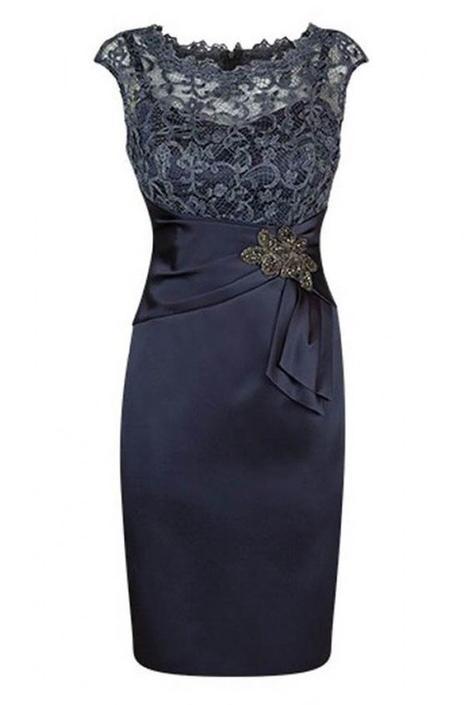 Short Sheath Navy Mother Of Bride Dress Lace Winnie Homecoming Dresses With Beading DZ22844