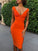 Deep Homecoming Dresses Janelle V Smoky Orange Bandage Midi DZ22929