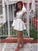 A-Line V-Neck Bell Sleeves Short Melanie Homecoming Dresses Lace White With DZ22942