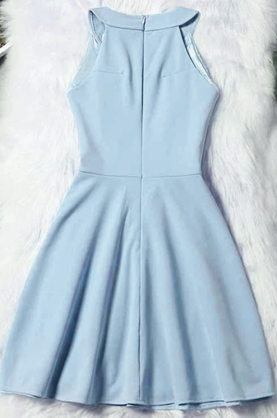 Beautiful Light Blue Short Halter Paige Homecoming Dresses DZ23000