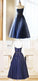 Spaghetti Straps Navy Blue Homecoming Dresses Athena A Line Tea Length With Sequins DZ2301