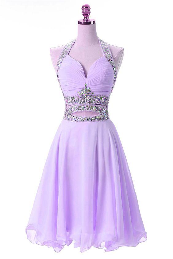Lovely Homecoming Dresses Mariela Chiffon Lavender Knee Length Party Dresses Cute Teen Formal Dress DZ23338