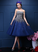 Navy Blue Sequins Sweetheart Tulle Homecoming Dresses Madeline Knee Length Party Dresses Blue DZ23371