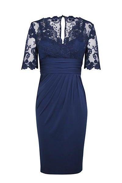 Eleagnt Short Sleeves Empire Navy Blue Short Mother Of Homecoming Dresses Kayleigh The Bride DZ23434