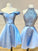 Blue Short Homecoming Dresses Satin Lace Alma Blue DZ23556