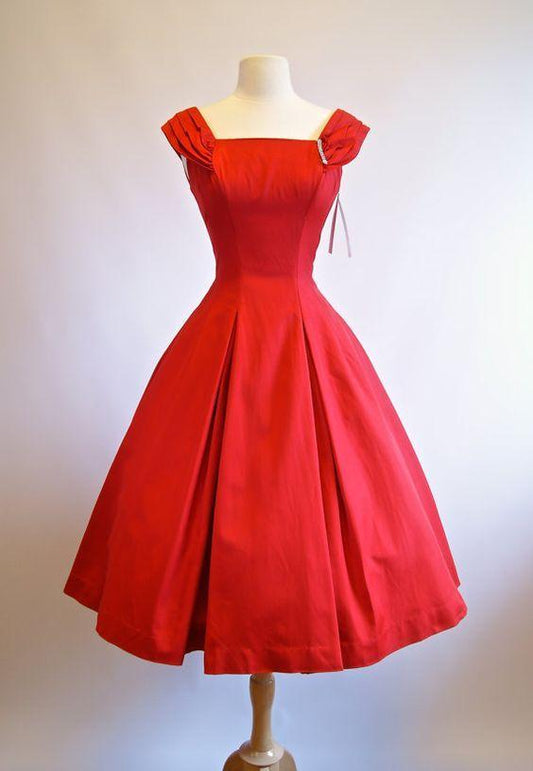 1950S Vintage Ball Gown Red Mini Short Dress Party Cocktail Tamara Homecoming Dresses Gowns