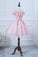 Off Paityn Pink Homecoming Dresses The Shoulder A-Line Short Party With 3D Flowers DZ24318