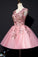 Blush Floral Embroidered Marilyn Pink Homecoming Dresses Short DZ24333