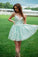 A-Line Mint Homecoming Dresses Jaylynn Lace Green Short DZ24382