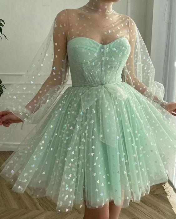 A-Line Tulle Evening Dresses Long Madisyn Homecoming Dresses Sleeves Princess Gown DZ24398