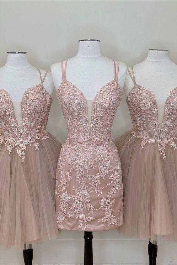 Blush Lace Homecoming Dresses Pink Kim Hoco Dress DZ24513