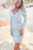 Long Sleeves Light Sky Blue Tight Party Dress Lace Homecoming Dresses Frances DZ24700