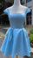Cap Sleeves Light Homecoming Dresses Kim Satin Blue Short With Beaded Bodice DZ24733