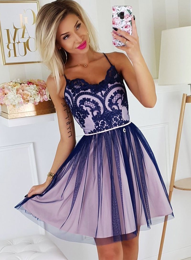 Cute Tulle Homecoming Dresses Lace Adeline Short Dress DZ2596
