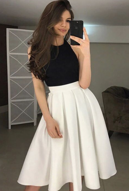 Homecoming Dresses Tessa Cute Black And White Short Dress DZ2742