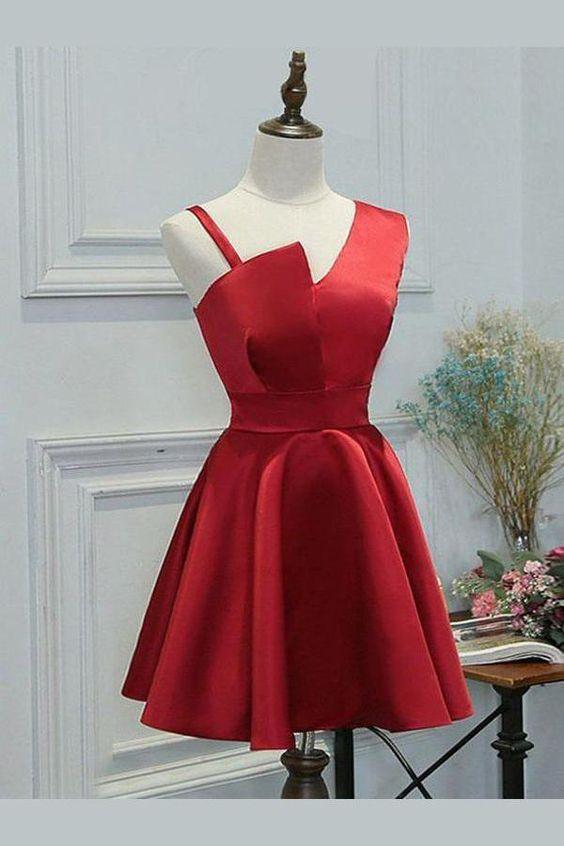Simple Party Dresses Chic A-Line Roberta Homecoming Dresses Fashion Dresses Modest Red DZ278