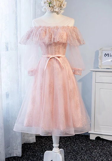 Tulle Homecoming Dresses Brynlee Lace Pink Short Dress DZ3025