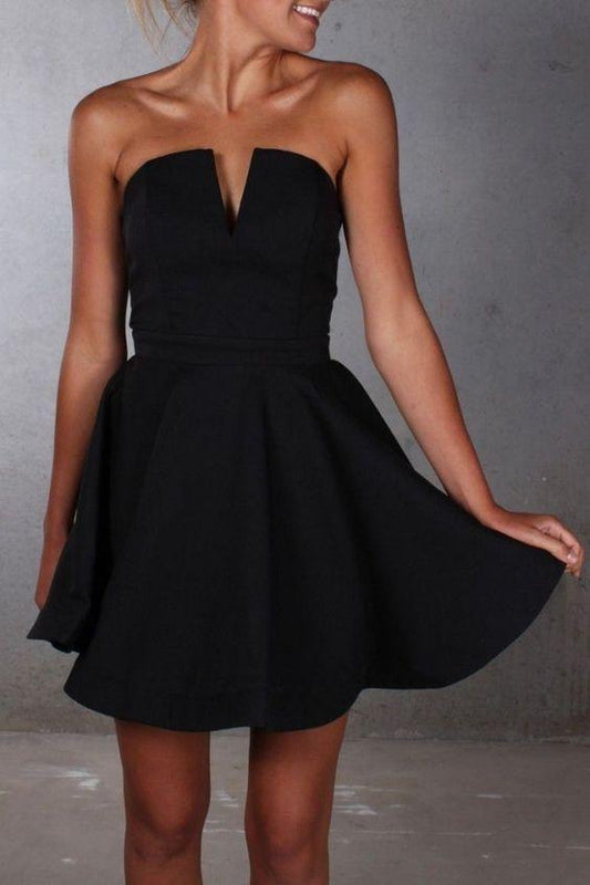 Black Sexy Dress Satin Justice Homecoming Dresses Cocktail Black Dress Lovey Cute Gown Dress DZ3190