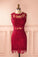 2022 Tabitha Homecoming Dresses Lace Sheath Red Dress DZ3261