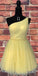 Sparkly Tulle One Shoulder Saniya Homecoming Dresses Yellow DZ3352