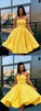 Cute Yellow Satin Homecoming Dresses Paulina Short Dress DZ3911